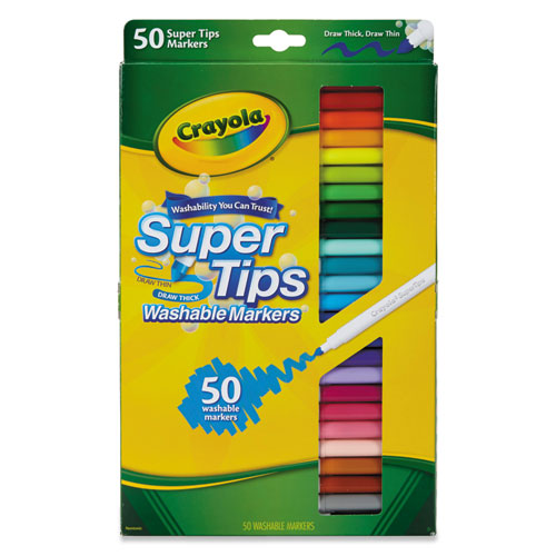 Image of Crayola® Washable Super Tips Markers, Fine/broad Bullet Tips, Assorted Colors, 50/set