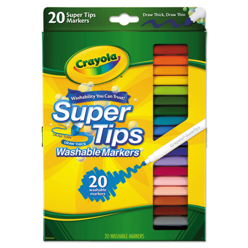 Image of Crayola® Washable Super Tips Markers, Fine/broad Bullet Tips, Assorted Colors, 20/set