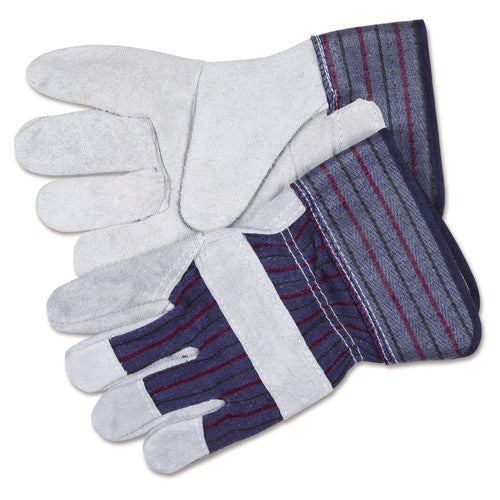 Image of MCR Safety Split Leather Palm Gloves, Large, Gray, Pair