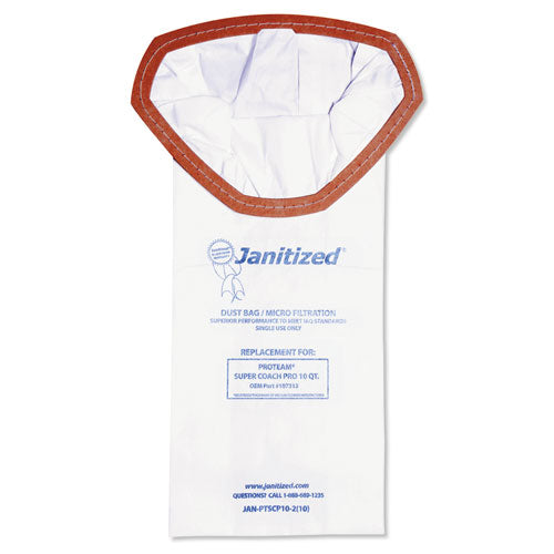Image of Janitized® Vacuum Filter Bags Designed to Fit ProTeam Super Coach Pro 10, 100/Carton