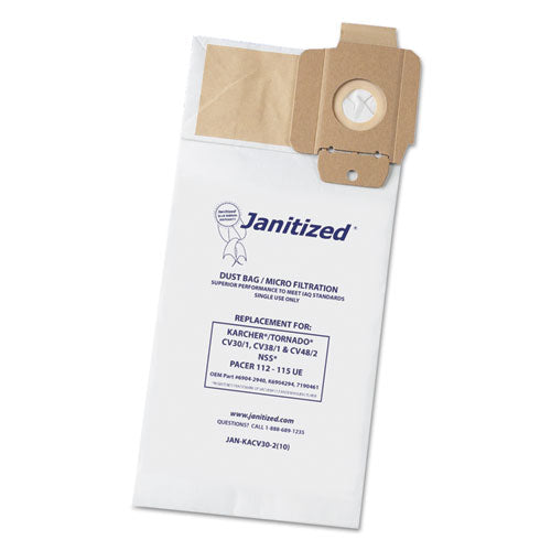 Image of Janitized® Vacuum Filter Bags Designed to Fit Karcher/Tornado CV30/1, CV38/1, CV48/2, 100/Carton