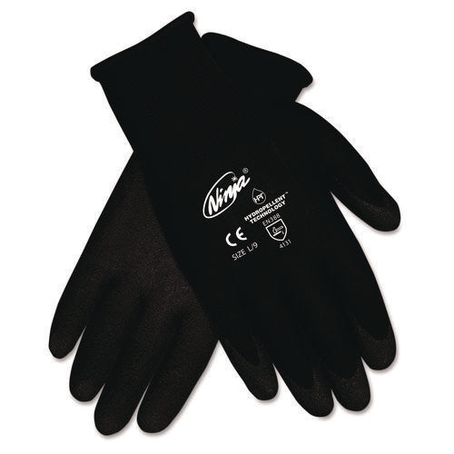 Image of MCR Safety Ninja HPT PVC Coated Nylon Gloves, Large, Black, 12/Pack