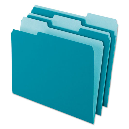 Image of Pendaflex® Interior File Folders, 1/3-Cut Tabs: Assorted, Letter Size, Teal, 100/Box