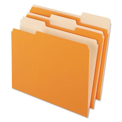 Image of Pendaflex® Interior File Folders, 1/3-Cut Tabs: Assorted, Letter Size, Orange, 100/Box