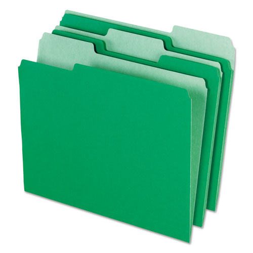 Image of Pendaflex® Interior File Folders, 1/3-Cut Tabs: Assorted, Letter Size, Bright Green, 100/Box