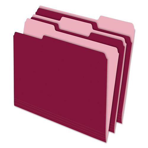 Image of Pendaflex® Interior File Folders, 1/3-Cut Tabs: Assorted, Letter Size, Burgundy, 100/Box