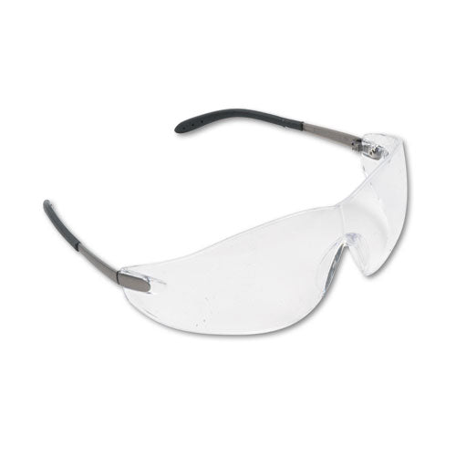 Image of MCR Safety Blackjack Wraparound Safety Glasses, Chrome Plastic Frame, Clear Lens, 12/box