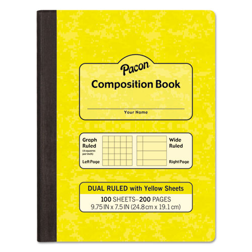 Image of Pacon® Composition Book, Wide/Legal Rule, Yellow Cover, (100) 9.75 x 7.5 Sheets