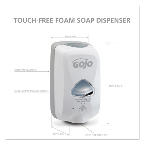 Image of GOJO® Tfx Touch-Free Automatic Foam Soap Dispenser, 1,200 Ml, 4.1 X 6 X 10.6, Gray