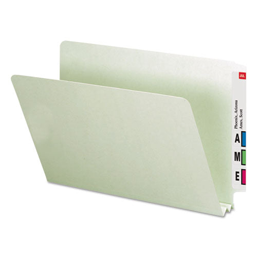 Image of Smead Extra-Heavy Recycled Pressboard End Tab Folders, Straight Tabs, Legal Size, 2" Expansion, Gray-Green, 25/Box