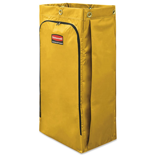 Image of Rubbermaid® Commercial Vinyl Cleaning Cart Bag for Rubbermaid Commercial 9T76, 9T77 and 9T78, 34 gal, 17.5" x 10.5" x 33", Yellow