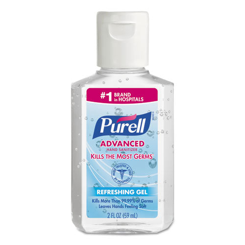 Image of PURELL® Advanced Hand Sanitizer Refreshing Gel, 2 oz, Flip-Cap Bottle, Clean Scent, 24/Carton