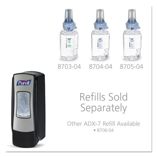 Image of PURELL® Adx-7 Dispenser, 700 Ml, 3.75 X 3.5 X 9.75, Chrome/Black