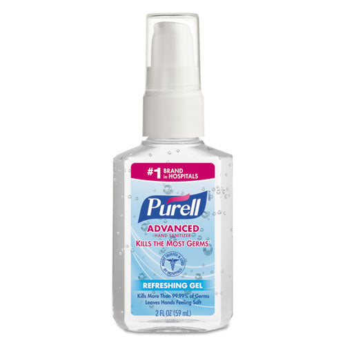 Image of PURELL® Advanced Hand Sanitizer Refreshing Gel, 2 oz Pump Bottle, Refreshing Scent, 24/Carton