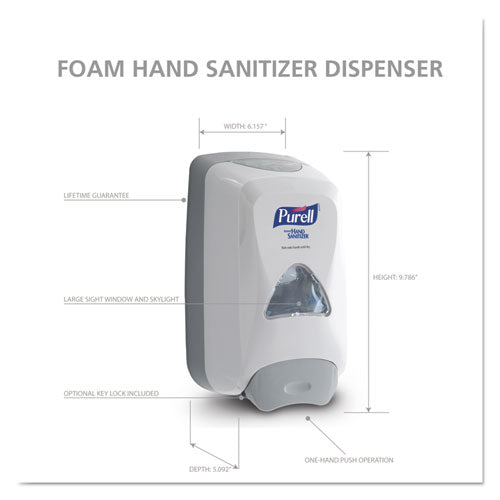 Image of PURELL® FMX-12 Foam Hand Sanitizer Dispenser, 1,000 mL/1,200 mL Refill, 6.6 x 5.13 x 11, Gray