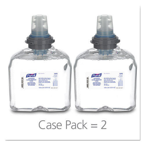 Image of PURELL® Advanced Hand Sanitizer TFX Refill, Foam, 1,200 mL, Unscented, 2/Carton