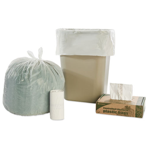 Image of Stout® by Envision Controlled Life-Cycle Plastic Trash Bags, 13 Gal, 0.7 Mil, 24" X 30", White, 120/box