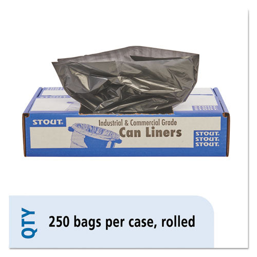 Image of Stout® by Envision Total Recycled Content Plastic Trash Bags, 10 gal, 1 mil, 24" x 24", Black/Brown, 250/Carton