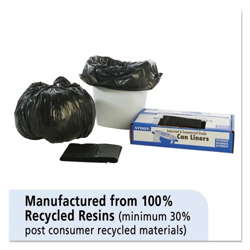 Image of Stout® by Envision Total Recycled Content Plastic Trash Bags, 10 gal, 1 mil, 24" x 24", Black/Brown, 250/Carton