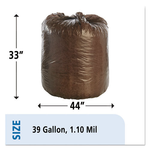 Image of Stout® by Envision Controlled Life-Cycle Plastic Trash Bags, 39 Gal, 1.1 Mil, 33" X 44", Brown, 40/box