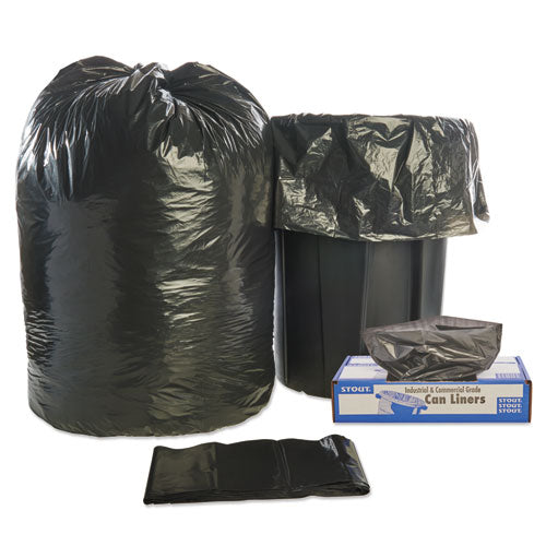 Image of Stout® by Envision Total Recycled Content Plastic Trash Bags, 56 gal, 1.5 mil, 43" x 49", Black/Brown, 100/Carton