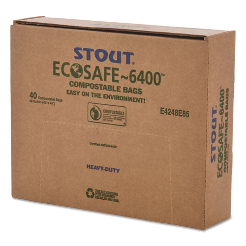Image of Stout® by Envision Ecosafe-6400 Bags, 48 Gal, 0.85 Mil, 42" X 48", Green, 40/box