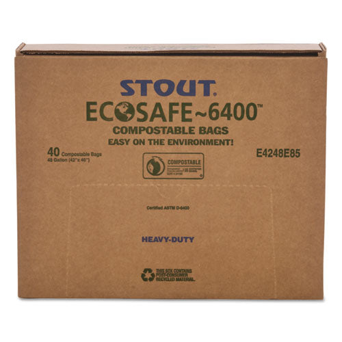 Image of Stout® by Envision Ecosafe-6400 Bags, 48 Gal, 0.85 Mil, 42" X 48", Green, 40/box
