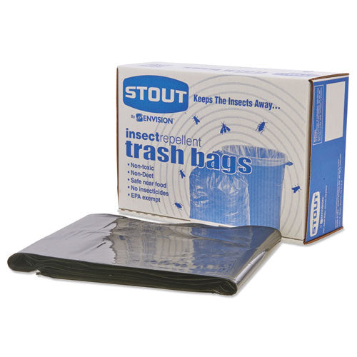 Image of Stout® by Envision Insect-Repellent Trash Bags, 35 Gal, 2 Mil, 33" X 45", Black, 80/box