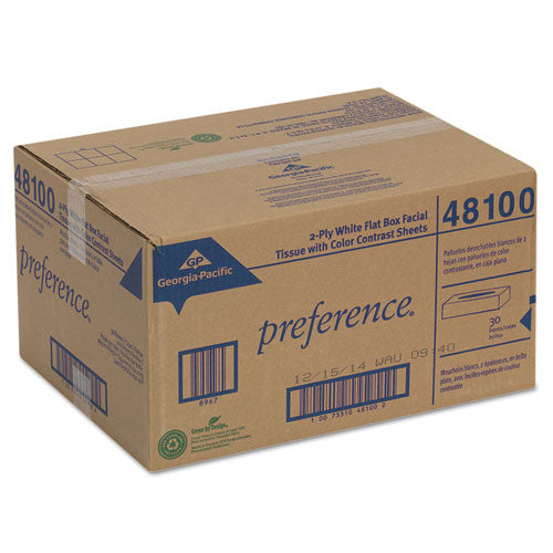 Image of Georgia Pacific® Professional Pacific Blue Select Facial Tissue, 2-Ply, White, Flat Box, 100 Sheets/box, 30 Boxes/carton