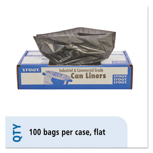Image of Stout® by Envision Total Recycled Content Plastic Trash Bags, 30 gal, 1.3 mil, 30" x 39", Black/Brown, 100/Carton