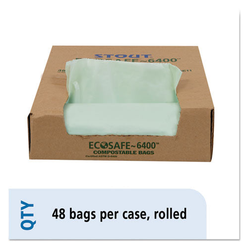 Image of Stout® by Envision Ecosafe-6400 Bags, 30 Gal, 1.1 Mil, 30" X 39", Green, 48/box