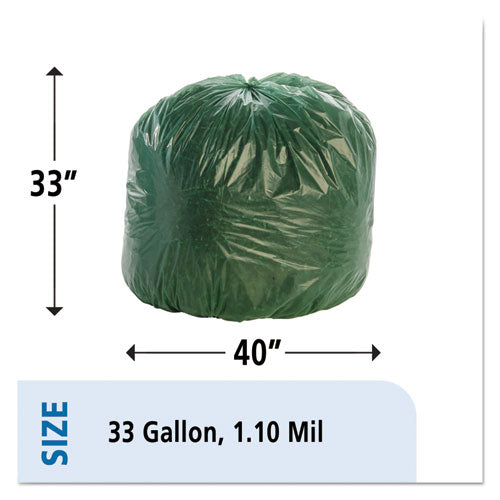 Image of Stout® by Envision Controlled Life-Cycle Plastic Trash Bags, 33 Gal, 1.1 Mil, 33" X 40", Green, 40/box
