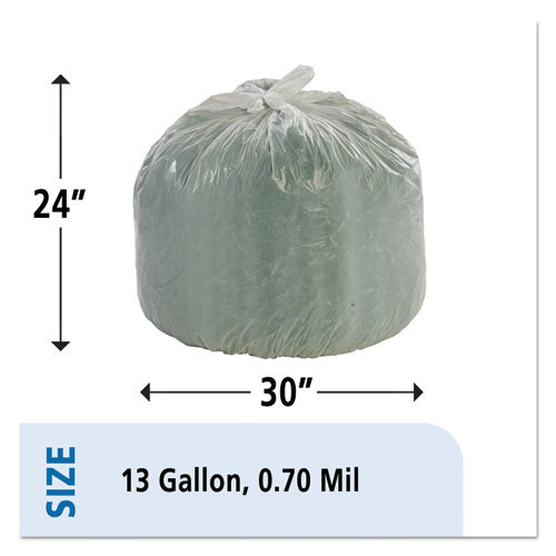 Image of Stout® by Envision Controlled Life-Cycle Plastic Trash Bags, 13 Gal, 0.7 Mil, 24" X 30", White, 120/box
