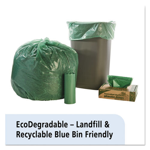 Image of Stout® by Envision Controlled Life-Cycle Plastic Trash Bags, 33 Gal, 1.1 Mil, 33" X 40", Green, 40/box