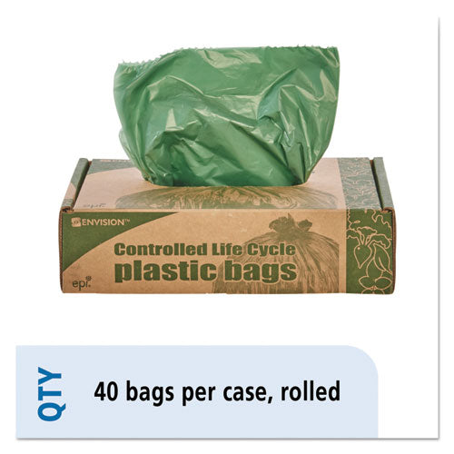 Image of Stout® by Envision Controlled Life-Cycle Plastic Trash Bags, 33 Gal, 1.1 Mil, 33" X 40", Green, 40/box
