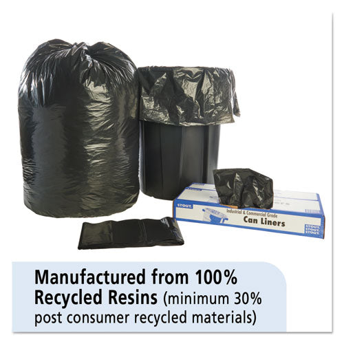 Image of Stout® by Envision Total Recycled Content Plastic Trash Bags, 60 gal, 1.5 mil, 38" x 60", Black/Brown, 100/Carton