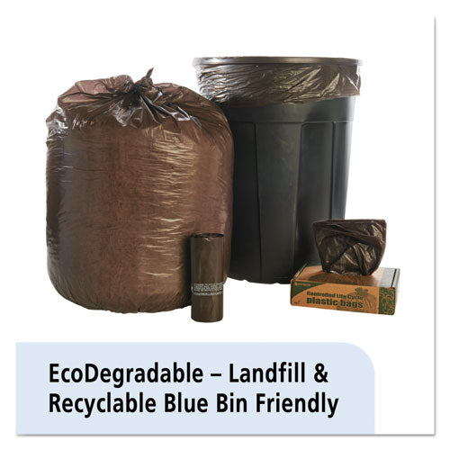 Image of Stout® by Envision Controlled Life-Cycle Plastic Trash Bags, 39 Gal, 1.1 Mil, 33" X 44", Brown, 40/box