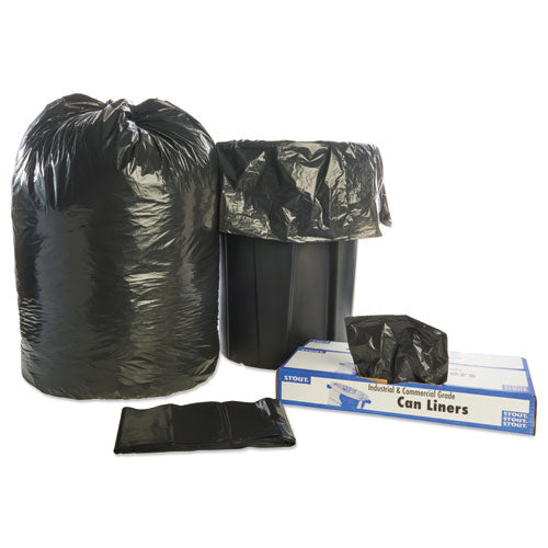 Image of Stout® by Envision Total Recycled Content Plastic Trash Bags, 60 gal, 1.5 mil, 38" x 60", Black/Brown, 100/Carton