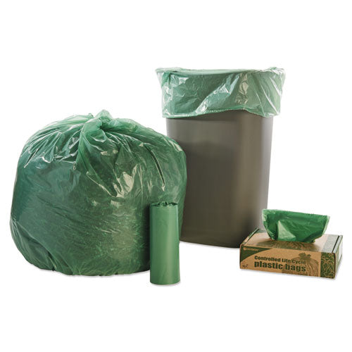 Image of Stout® by Envision Controlled Life-Cycle Plastic Trash Bags, 33 Gal, 1.1 Mil, 33" X 40", Green, 40/box