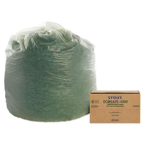 Image of Stout® by Envision Ecosafe-6400 Bags, 64 Gal, 0.85 Mil, 48" X 60", Green, 30/box