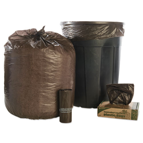 Image of Stout® by Envision Controlled Life-Cycle Plastic Trash Bags, 30 Gal, 0.8 Mil, 30" X 36", Brown, 60/box