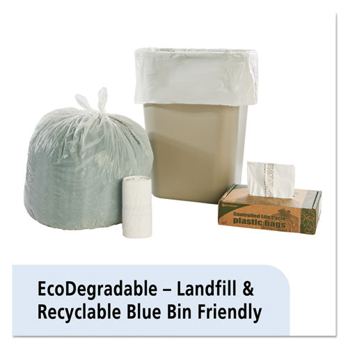 Image of Stout® by Envision Controlled Life-Cycle Plastic Trash Bags, 13 Gal, 0.7 Mil, 24" X 30", White, 120/box