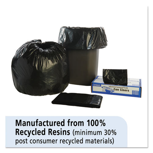 Image of Stout® by Envision Total Recycled Content Plastic Trash Bags, 33 gal, 1.3 mil, 33" x 40", Black/Brown, 100/Carton