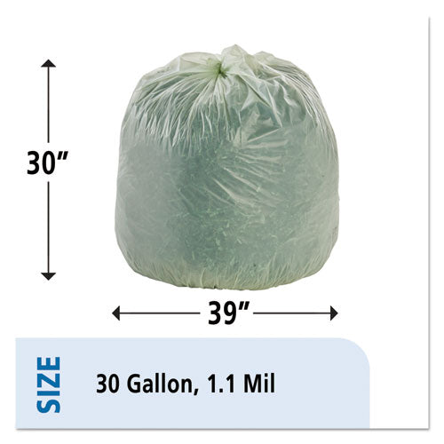 Image of Stout® by Envision Ecosafe-6400 Bags, 30 Gal, 1.1 Mil, 30" X 39", Green, 48/box