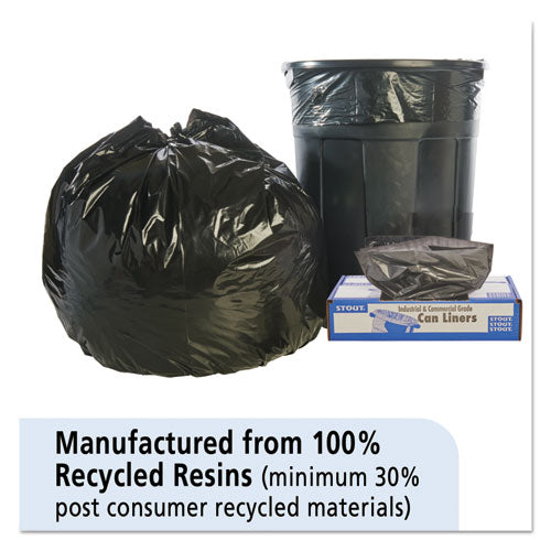 Image of Stout® by Envision Total Recycled Content Plastic Trash Bags, 45 gal, 1.5 mil, 40" x 48", Black/Brown, 100/Carton