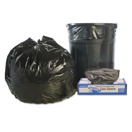 Image of Stout® by Envision Total Recycled Content Plastic Trash Bags, 45 gal, 1.5 mil, 40" x 48", Black/Brown, 100/Carton