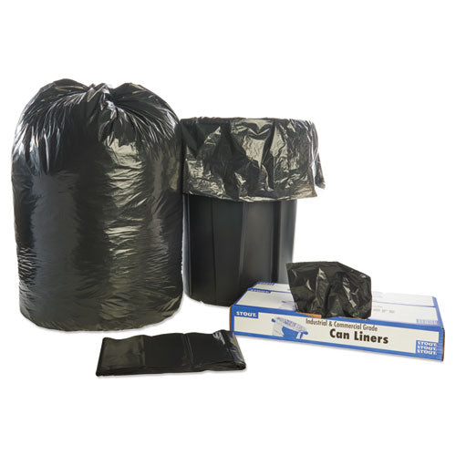 Image of Stout® by Envision Total Recycled Content Plastic Trash Bags, 65 gal, 1.5 mil, 50" x 51", Black/Brown, 100/Carton