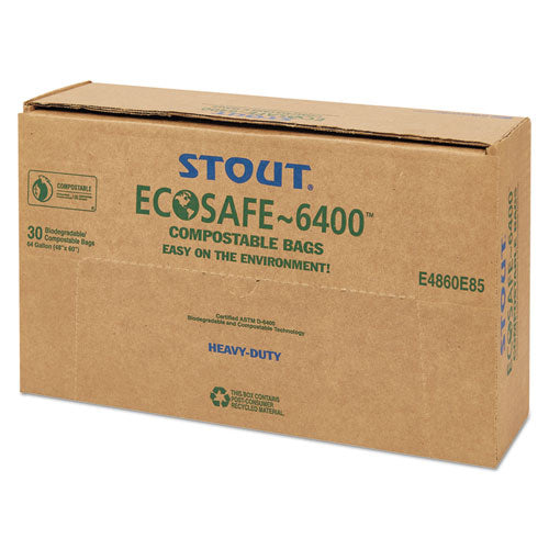 Image of Stout® by Envision Ecosafe-6400 Bags, 64 Gal, 0.85 Mil, 48" X 60", Green, 30/box