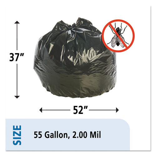 Image of Stout® by Envision Insect-Repellent Trash Bags, 55 Gal, 2 Mil, 37" X 52", Black, 65/box
