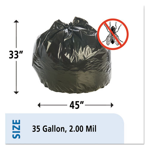 Image of Stout® by Envision Insect-Repellent Trash Bags, 35 Gal, 2 Mil, 33" X 45", Black, 80/box
